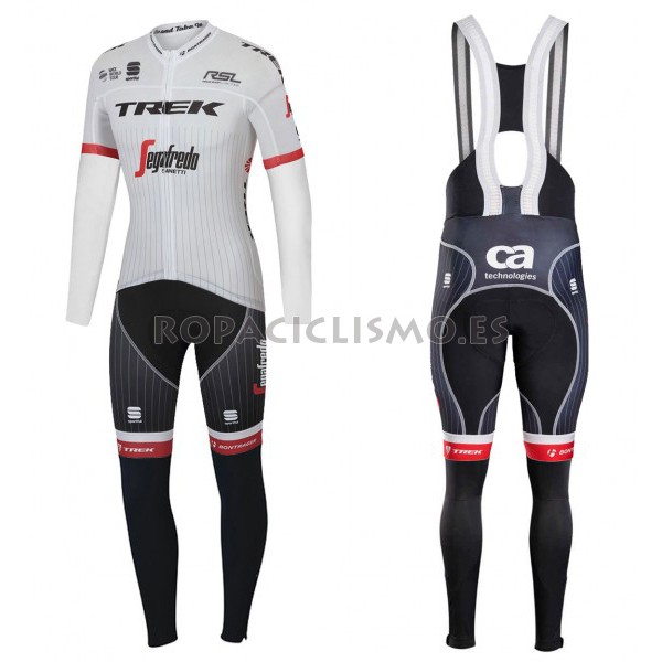 2017 Maillot Trek Segafredo Tirantes Mangas Largas Blanco